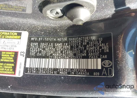 2010 Toyota Corolla S from USA, damaged, VIN 2T1BU4EE9AC525932